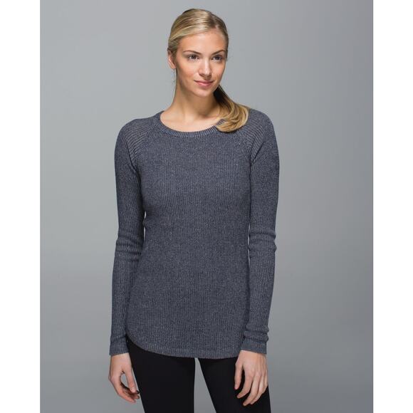 Lululemon Cabin Yogi Long Sleeve Cashmere Blend Sweater in Heathered Grey size 2 - Picture 1 of 11